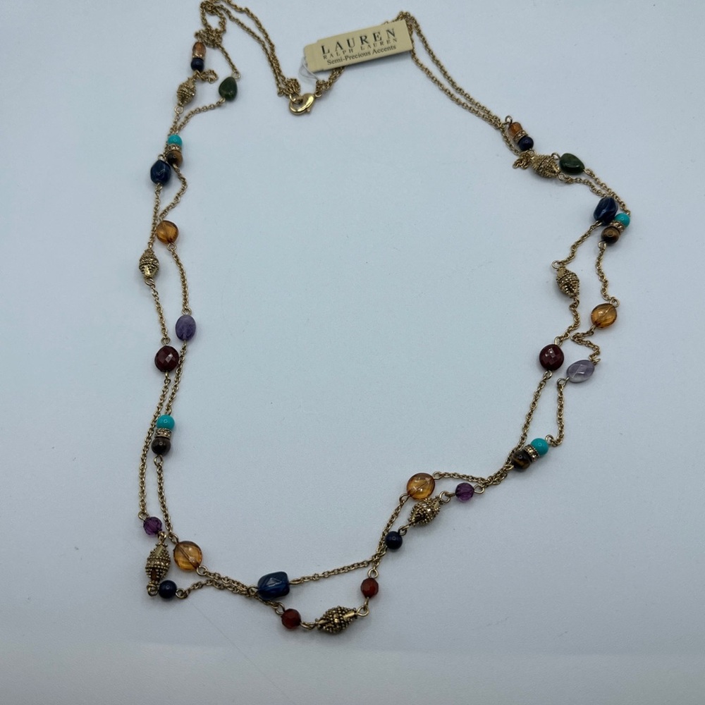 ralph‎ lauren 2 strand semi precious accents necklace #509